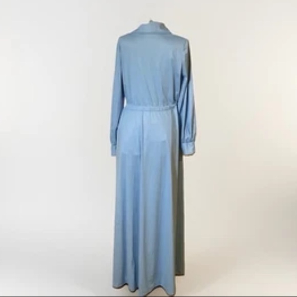 VTG VANITY FAIR LONG Sleeve Night~Dressing Gown Robe Blue SZ S Zipper~Draw Belt - Picture 5 of 6